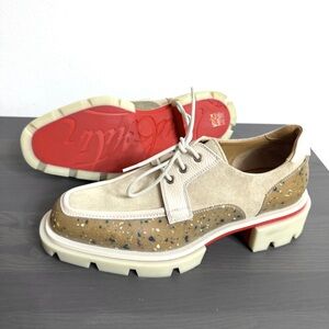 Christian Louboutin 42 US 9 Men Our Georges Lace Up Shoes Derby Loafer Suede Mix
